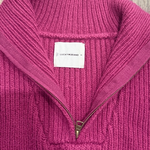 Lucky Brand Women's Half Zip Pullover Sweater - Raspberry Color - Picture 3 of 5
